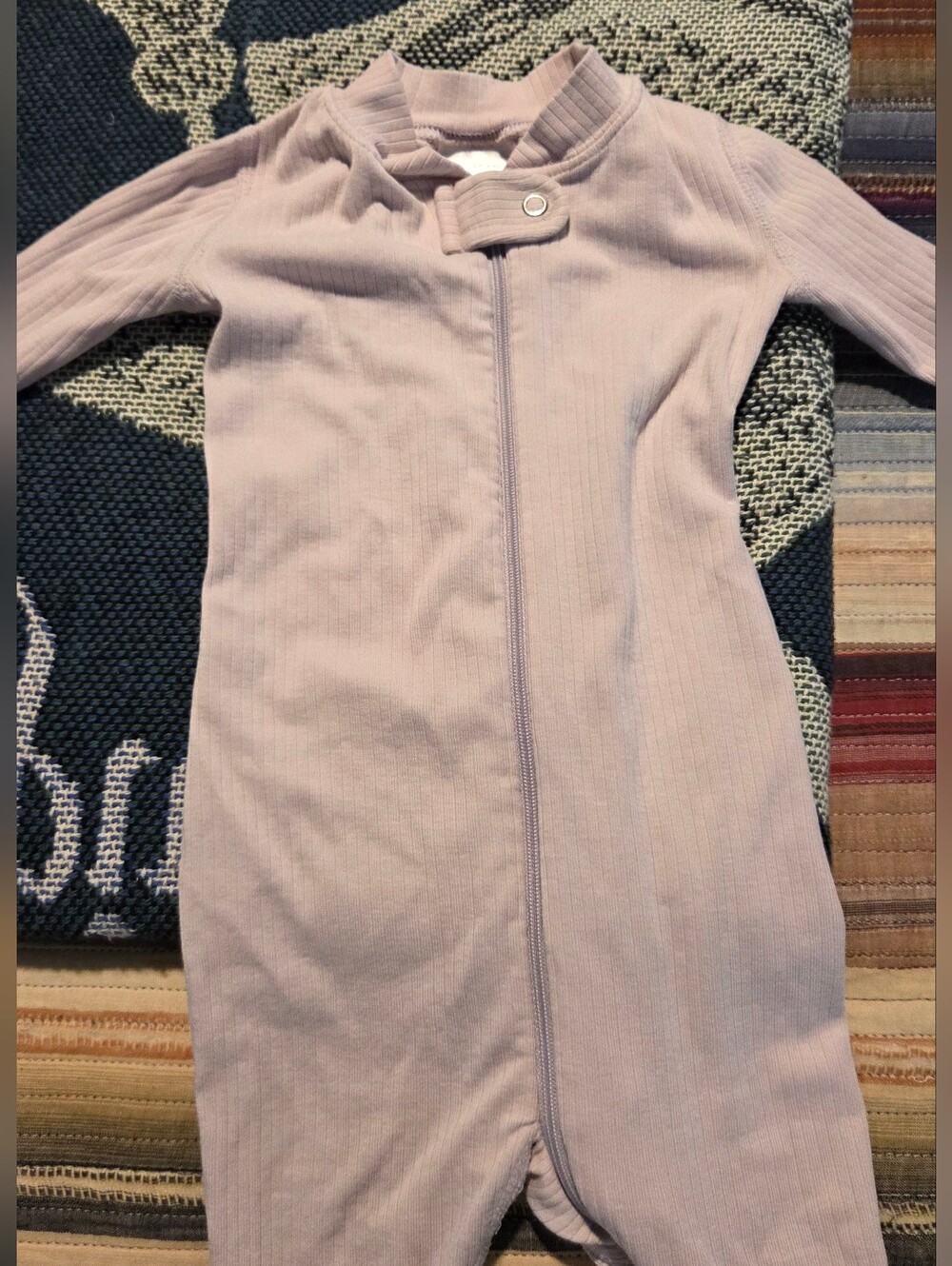 Soft Mauve Ribbed Baby Zip Romper,  Hanna Andersson